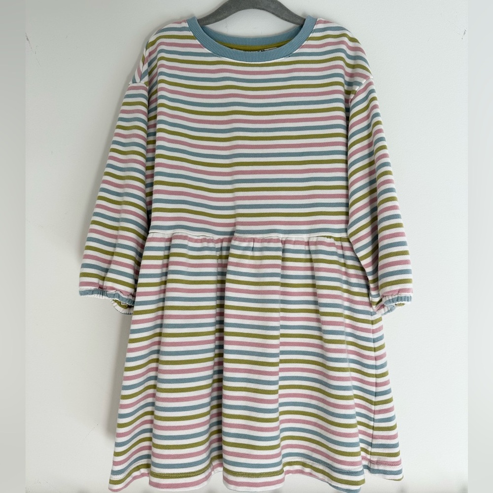 Brand New w Tags! MINI BODEN Starfruit Almond Pink Printed Sweat Dress 6-7y